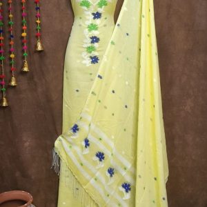 Light Yellow Indian Handwork Block Print Salwar Suit Set