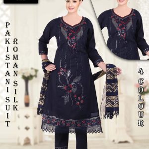 Sukh Samridhi Blended Cotton Navy Blue Salwar Suit Set Pure Indian Handwork Block Print